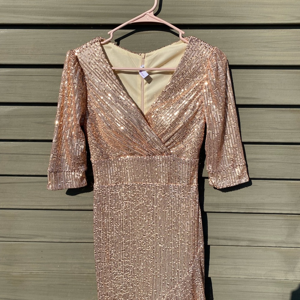 Elegant Sequin Gold Dress